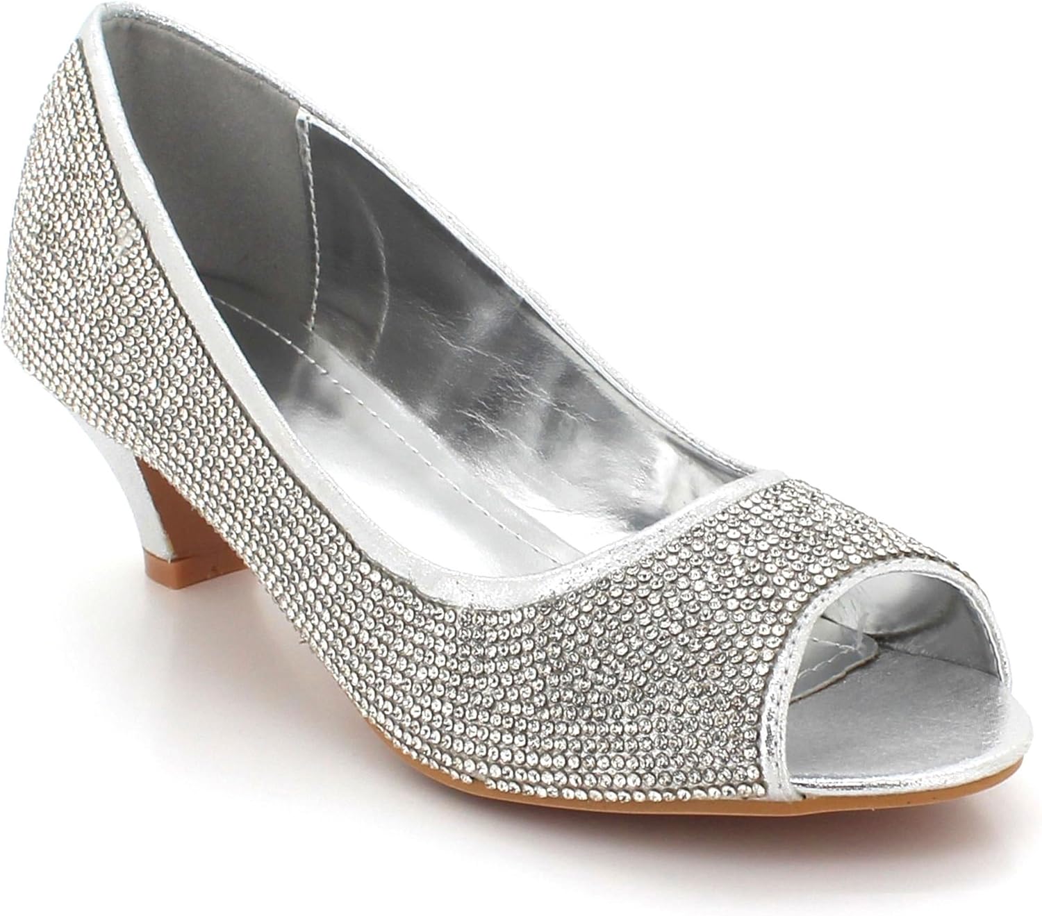 AARZ LONDON Womens Ladies Crystal Diamante Peeptoe Evening Wedding Party Prom Bridal Medium Heel